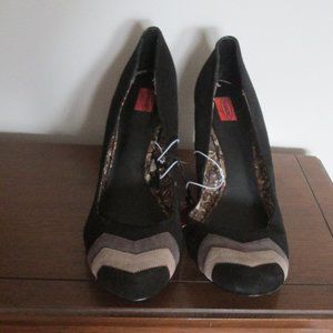 NWT Missoni for Target Black Suede Leather Chevron Block Heel Pumps Shoes sz 11